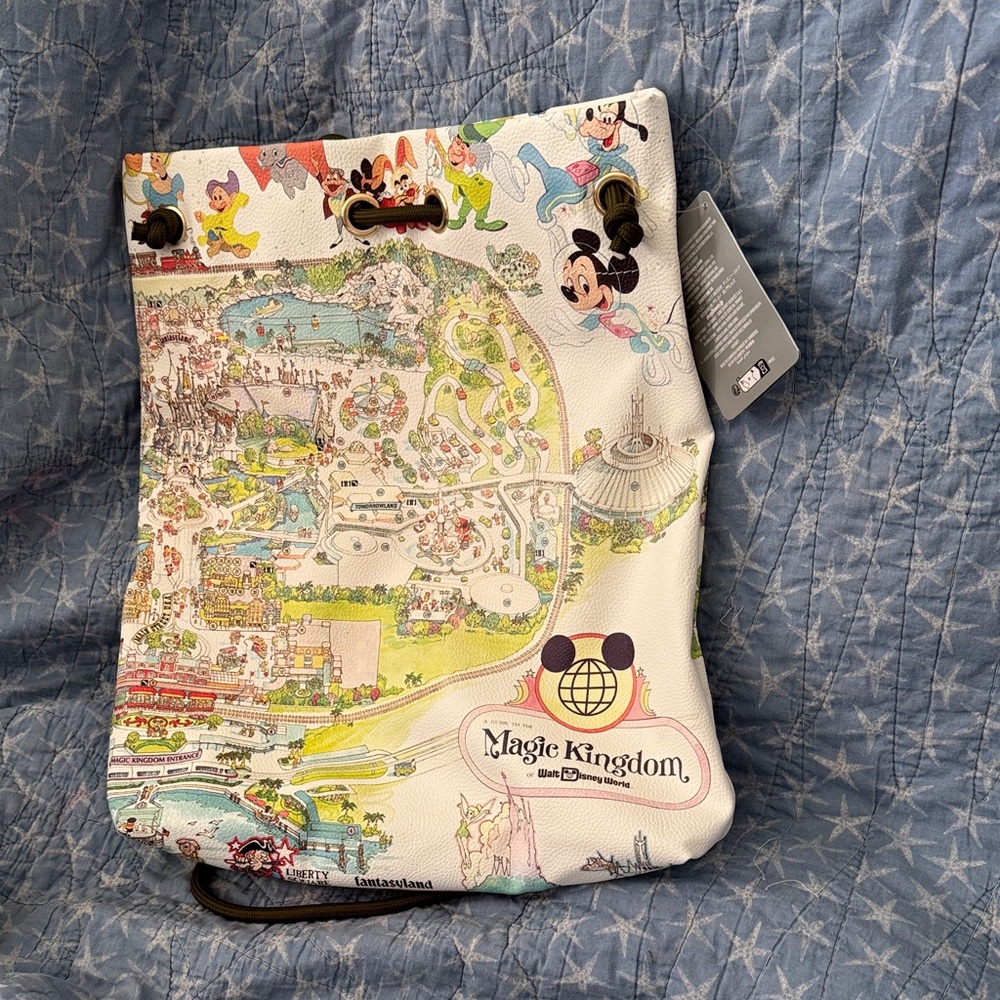 NWT Disney World 50th anniversary vault collection Map Drawstring Bag/backpack.